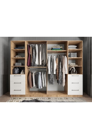 Zeren 6 Kapaklı Çekmeceli Gardırop Dolap Çb 208 Cm