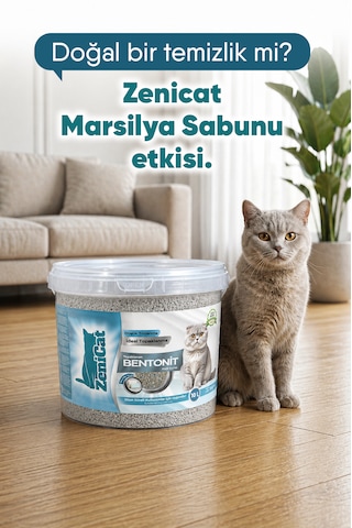 ZeniCat Premium Özel Solüsyonlu Marsilya Sabunlu Bentonit Kedi Kumu 4 Al 3 Öde – Güçlü Topaklanma