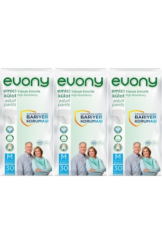 Evony Hasta Bezi Yetişkin Emici Külot M-orta 90 Adet 3pk 30
