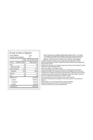 Bcaa Glutamin Vişne 324gr 27 Servis Bcaa Glutamine Amino Asit Aromasız