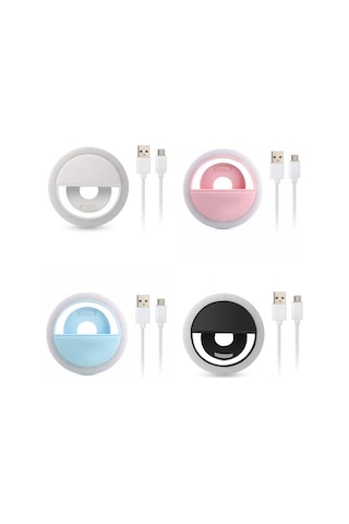 Yunboo Usb Şarjlı Klipsli Selfie Halka Işığı - 3 Aydınlatma Modlu, 28 Led, Taşınabilir Beyaz Beyaz