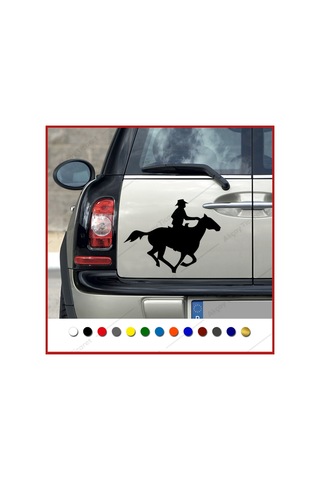 Kovboy Atlı Adam Sticker Redkit Oto Sticker Araba Sticker