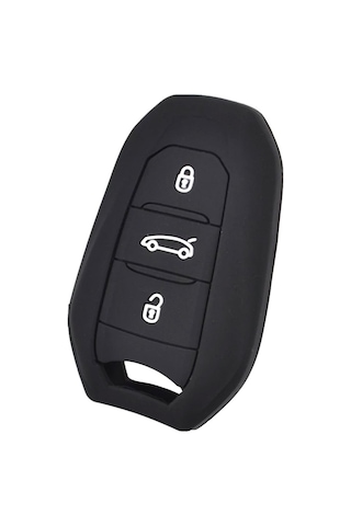 Peugeot 208 308 508 3008 5008 Uyumlu Silikon Oto Anahtar Kumanda Kabı Kılıf Siyah