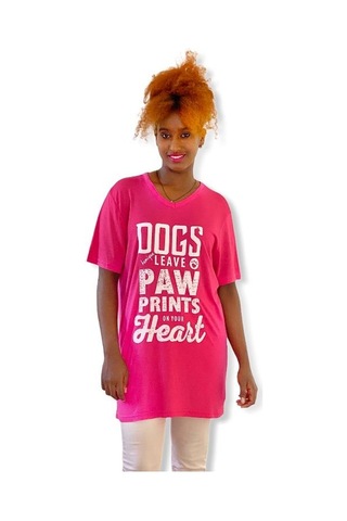 Hayvansever Tişört Dogs Leave Paw Prints İn Your Heart Pembe