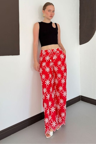 Verymoda D 2913 Nakışlı Pantolon D2913 Kırmızı
