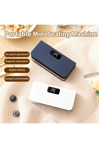 Boatshop1 Beyaz 6 Hiz Ayarli Manyetik Muhurlemeli Hotu Tasinabilir Usb Sarj Edilebilir Atistirmalik Sikacagi Dijital Ekran Sarja 100 300 Muhur Cipsler Kurabiyeler Icin Kompakt Taze Tutma Cihaz
