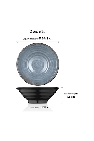 Happy Chef Blue Nebula 2'li Salata Kasesi Seti, Ø 24,1 Cm - H.8,8 Cm 1420 Ml, Thermoset Melamin mavi