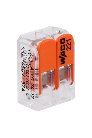 Wago 221-412 2'li Yaylı Tırnaklı Buat Klemensi 2 x (0.2-4 Mm)