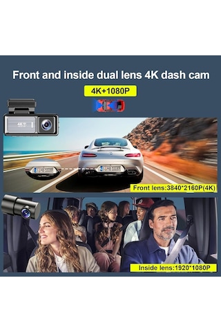 Coverzone Mını Çift Lensli Wifi Gps Dash Kamera - 4k Ön Kamera & 1080p Arka Kamera, Gece Görüşü, Park Modu, Geniş