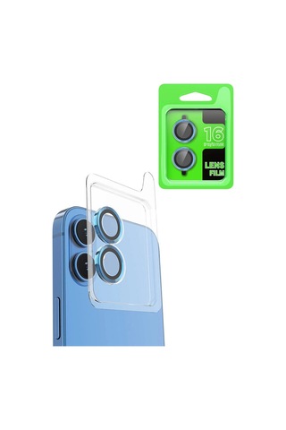 En-cag Apple Uyumlu iPhone 16 Plus Uyumlu Raze Metal Kamera Lens - Lacivert Bss