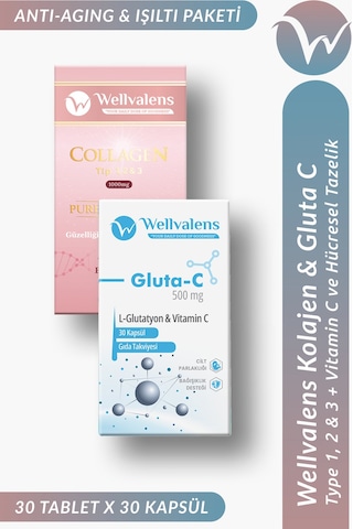Hidrolize Kolajen Tablet Tip1, Tip2, Tip3 & Gluta-c 5500 Mg Kolajen, Glutatyon & C Vitamini İle Cilt Işıltısı