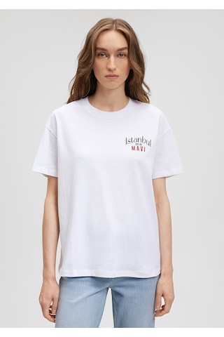 Mavi - Mavi Logo Baskılı Beyaz Tişört 1612843-620 Beyaz