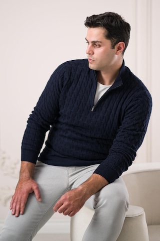 Slimfit Balıkçı Fermuarlı Yaka Örme Triko Yünlü Erkek Kazak 001