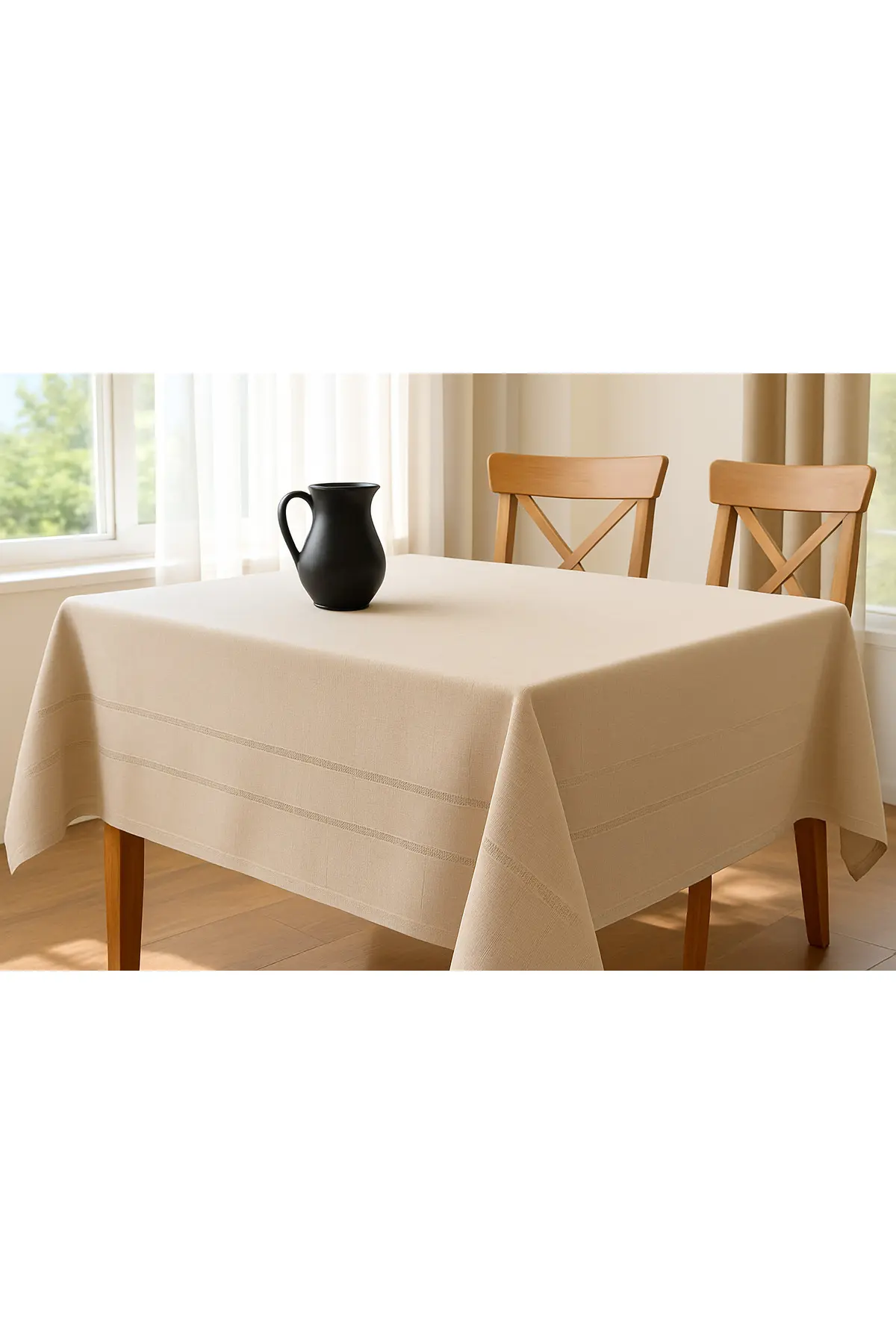 Leke Tutmayan, Kolay Temizlenen Colber Dertsiz Masa Örtüsü 160cm X 220cm Bej