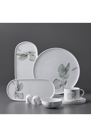 Jumbo Leaf Verdance 26 Parça 6 Kişilik Kahvaltı Takımı Beyaz