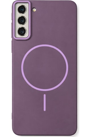 Samsung Uyumlu Galaxy S21 Fe Kamera Çıkıntılı Magsafe Wireless Şarj Özellikli Sert Sararmaz Silikon Kılıf Mor