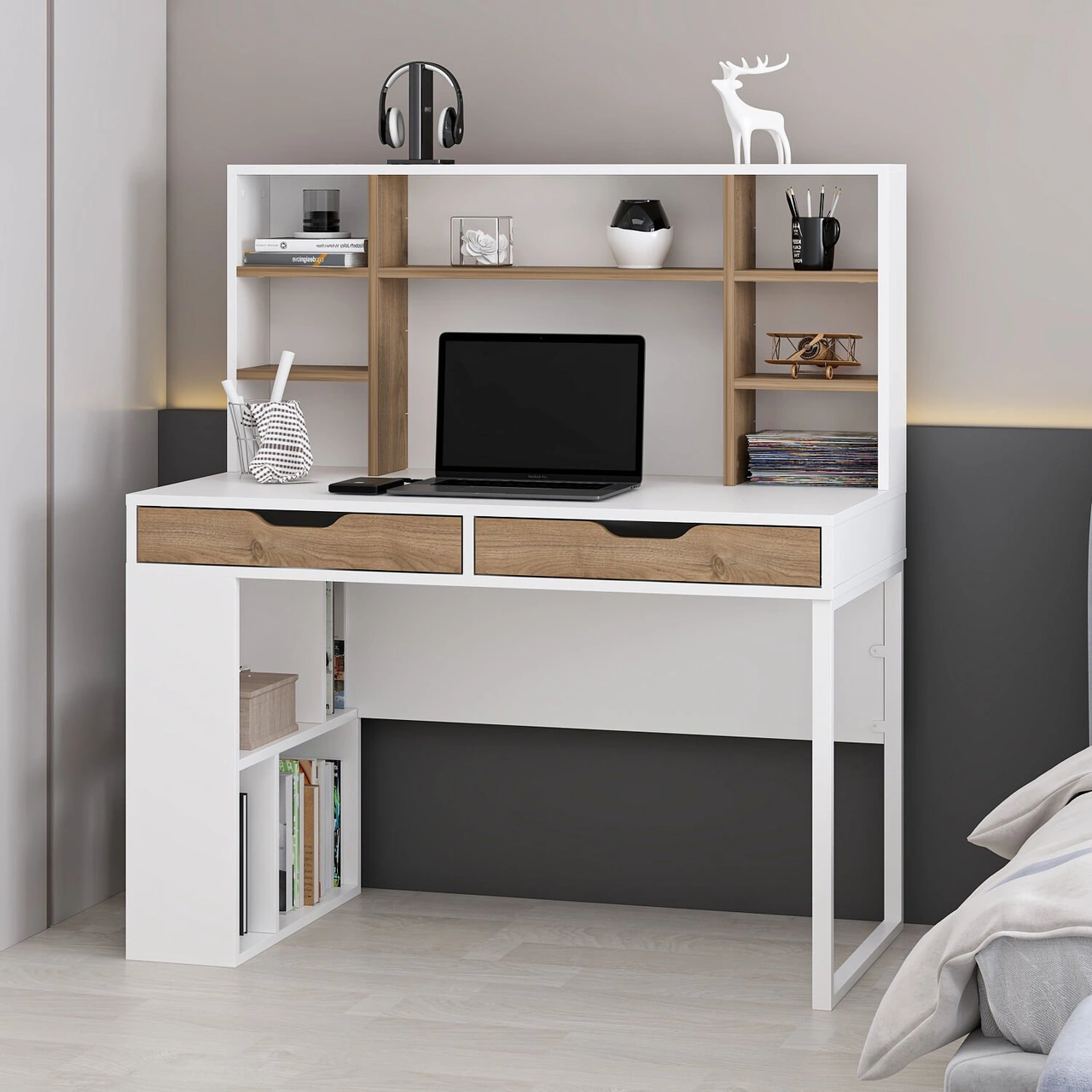 Mila Çalışma Masası - Beyaz/rahle Çok Renkli