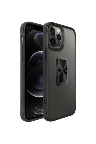 Apple Uyumlu iPhone 12 Pro Max Uyumlu Zore V-bax Kılıf-siyah Siyah -