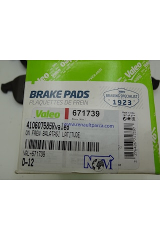Latitude Ön Fren Balatası Valeo-671739 410607585r