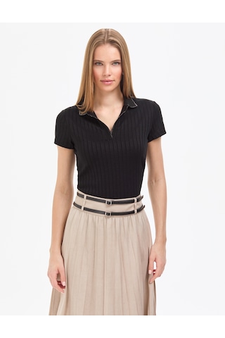 Pierre Cardin Kadın Siyah Tişört Basic 50320697-vr046