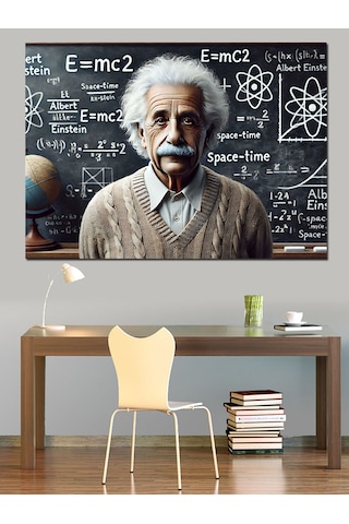 Grafiti Einstein Portresi Dekoratif Kanvas - Mdf Ahşap Tablo