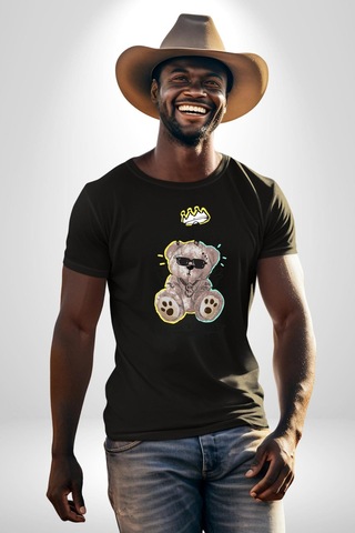 Gerçeklikten Uzak Tutun Unisex Unisex Siyah Organik Baskılı T-shirt Penye Yüksek Kalite Siyah