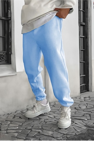 Smile Face Bebe Mavisi Jogger Eşofman Altı - Paça Baskı Detaylı Lastik Paça Baskılı Rahat Tarz Bebe Mavisi