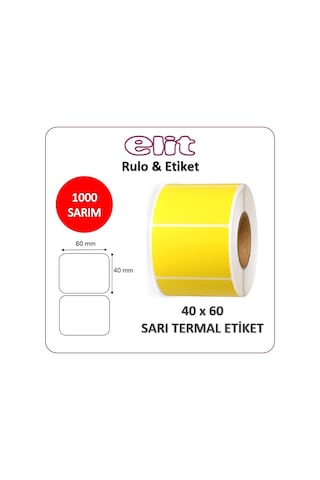 Elit Barkod Etiketi 40X60 Termal Sarı 1000'li Eczane Ilaç Tarif