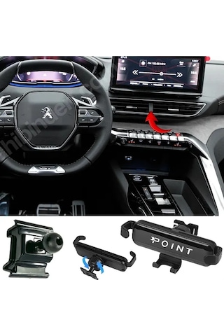 Peugeot 5008 Araca Özel Cep Telefon Tutacağı Robotik Oynar Başlıklı 2017-2024 Arası Profesyonel Ürün Siyah