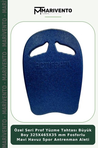 Özel Seri Prof Yüzme Tahtası Büyük Boy 325x465x35 Mm Fosforlu Mavi Havuz Spor Antrenman Aleti