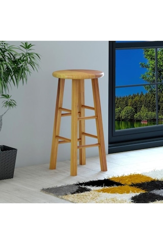 Yuvarlak Masif Bar Taburesi Natürel Diğer