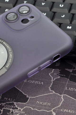 Apple Uyumlu iPhone 11 Uyumlu Mor Renkli Yarı Şeffaf İnce Sert Kapak Kılıf Kamera Lens Korumalı Mor -
