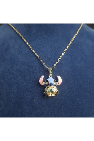 Stainless Steel Şık Stitch Çelik Kolye Gold