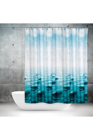Prado Stone Banyo Perdesi, Duş Perdesi 180x200cm Çok Renkli