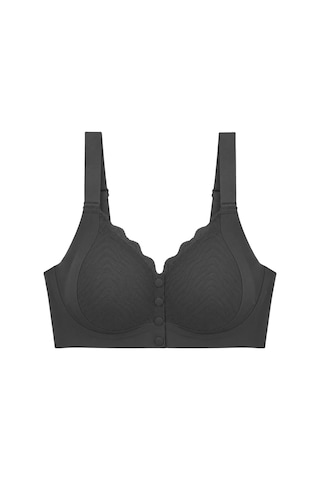 Cottonill Seamless Bra - Larevia Siyah Lazer Kesim Önden Düğmeli Tül Detaylı Kadın Sütyen