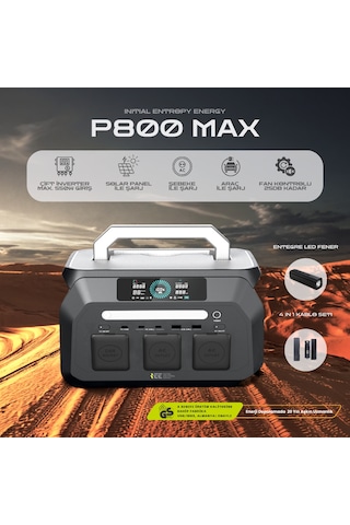 512wh 1600w Max. Lifepo4 Taşınabilir Güç Kaynağı Dahili Fener Ve Kablo Seti +4000 Döngü %99.99 Bms Çoklu Çıkış P800