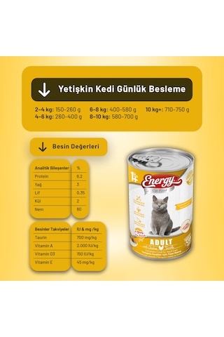Energy Tavuklu Yetişkin Yaş Kedi Maması 400 G - 24 Adet