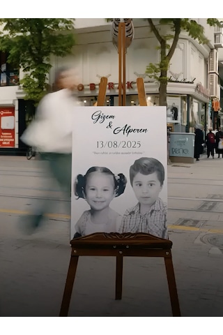 Düğün Seti - Çocukluk Karşılama Panosu - Masa İsimliği - Şövale 3'lü Paket Beyaz
