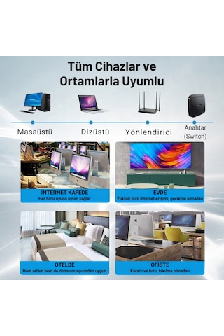 Essager 10 Metre Cat6 1000mbps Süper Hızlı Gecikmesiz Ethernet Kablosu, 1gbps Altın Kablama Uçlu İnternet Kablosu
