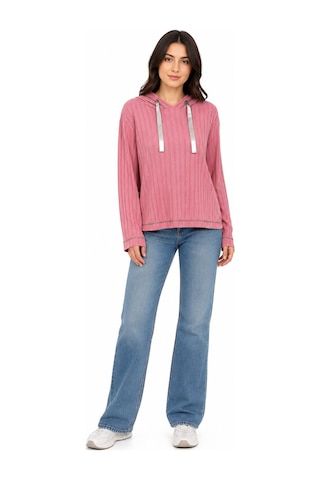 Neden Tekstil Kadın Kapüşonlu Regular Kalıp Triko Sweatshirt - Pembe