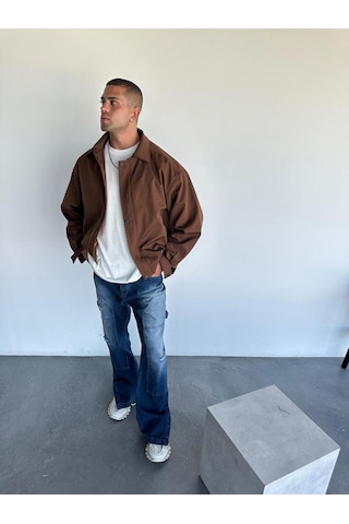 Terapi Men Kahverengi Oversize Bomber Ceket Kahverengi