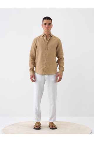 Xint Camel %100 Keten Regular Fit Gömlek 700963