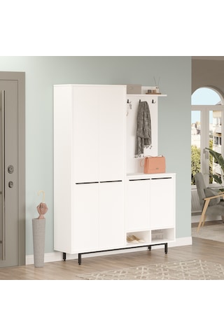 Robin Home Rita Portmanto Vestiyer Ayakkabılık Metal Ayaklı Beyaz