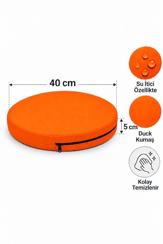 Kreş Minderi Anaokulu Aktivite Minderi, Bahçe, Dekor, Sandalye Minderi 40x40x 5 Cm Yuvarlak Minder 1 Adet Turuncu
