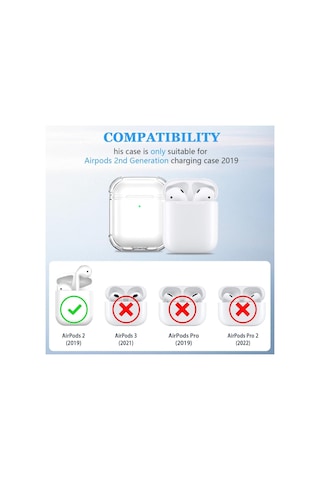 Apple Uyumlu AirPods 1. / 2. Nesil İle Kılıf Kristal Silikon Şeffaf Case Şeffaf