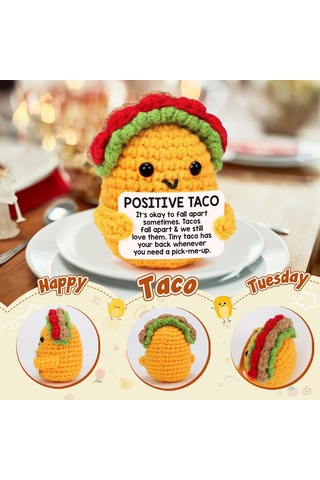 Mufunye El Yapımı Örgü Taco Tavuk Bebek - Duygusal İçecek, , 5x5x7.5cm, 14g, Opp Çanta Sarı