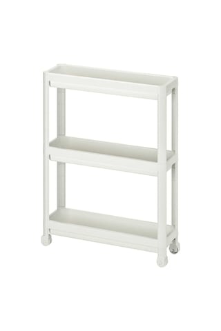 Bayev Banyo Mutfak Düzenleyici Organizer Katlı Raf Beyaz Tekerlekli 3 Katlı Raf Ünitesi Beyaz