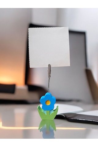 Mavi Papatya Not - Fotoğraf Tutucu Hediye Ofis Seti Mavi