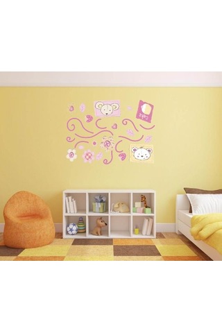 Duvar Süsü Sticker 2 Adet Çiçekli Ağaç Desenli Pvc 70x50x0,5cm