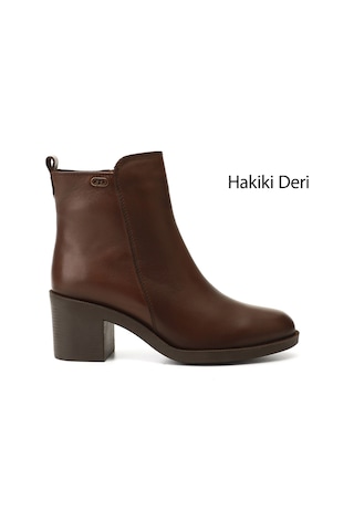 Gönderi(R) Gönderi R Kadın Kahverengi Fermuarlı Kalın Topuklu Hakiki Deri Bot Gkzb13453428 Kahverengi
